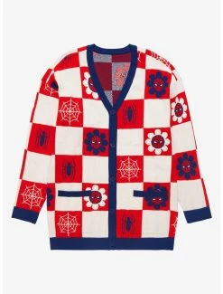Boxlunch Marvel Spider-Man Retro Checkered Women’s Plus Size Cardigan