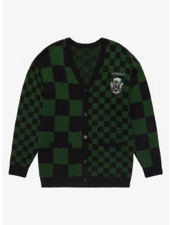 Harry Potter Slytherin Checkered Women's Cardigan - BoxLunch Exclusive