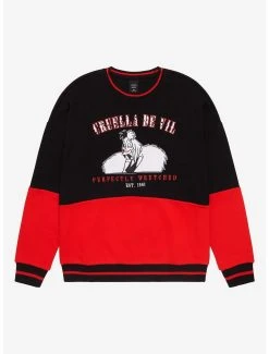 Disney One Hundred And One Dalmatians Cruella De Vil Panel Crewneck - BoxLunch Exclusive