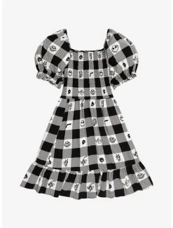 Disney The Nightmare Before Christmas Face Portraits Gingham Smocked Dress - BoxLunch Exclusive