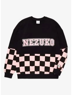 Boxlunch Shop 11 Demon Slayer: Kimetsu No Yaiba Nezuko Checkered Panel Crewneck - BoxLunch Exclusive
